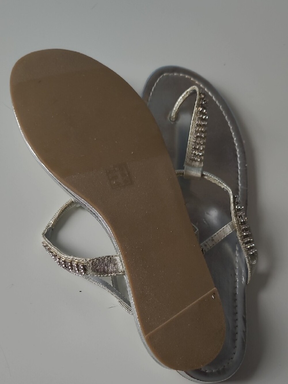 Call It Spring Silver Rhinestone T-Strap Sandals - Picture 3 of 4